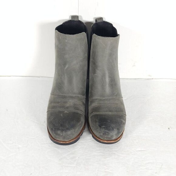 Sorel Women's Lea US6 Wedge Waterproof Leather Gray Chelsea Ankle Booties Boots - Picture 4 of 12